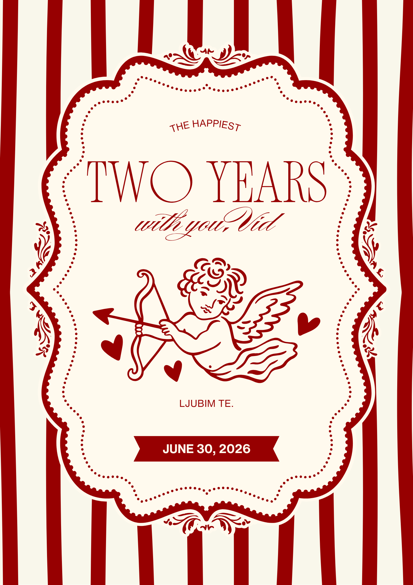 Two years anniversary cupid poster